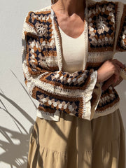 Casaco croché camel