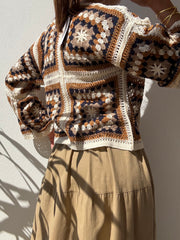 Casaco croché camel