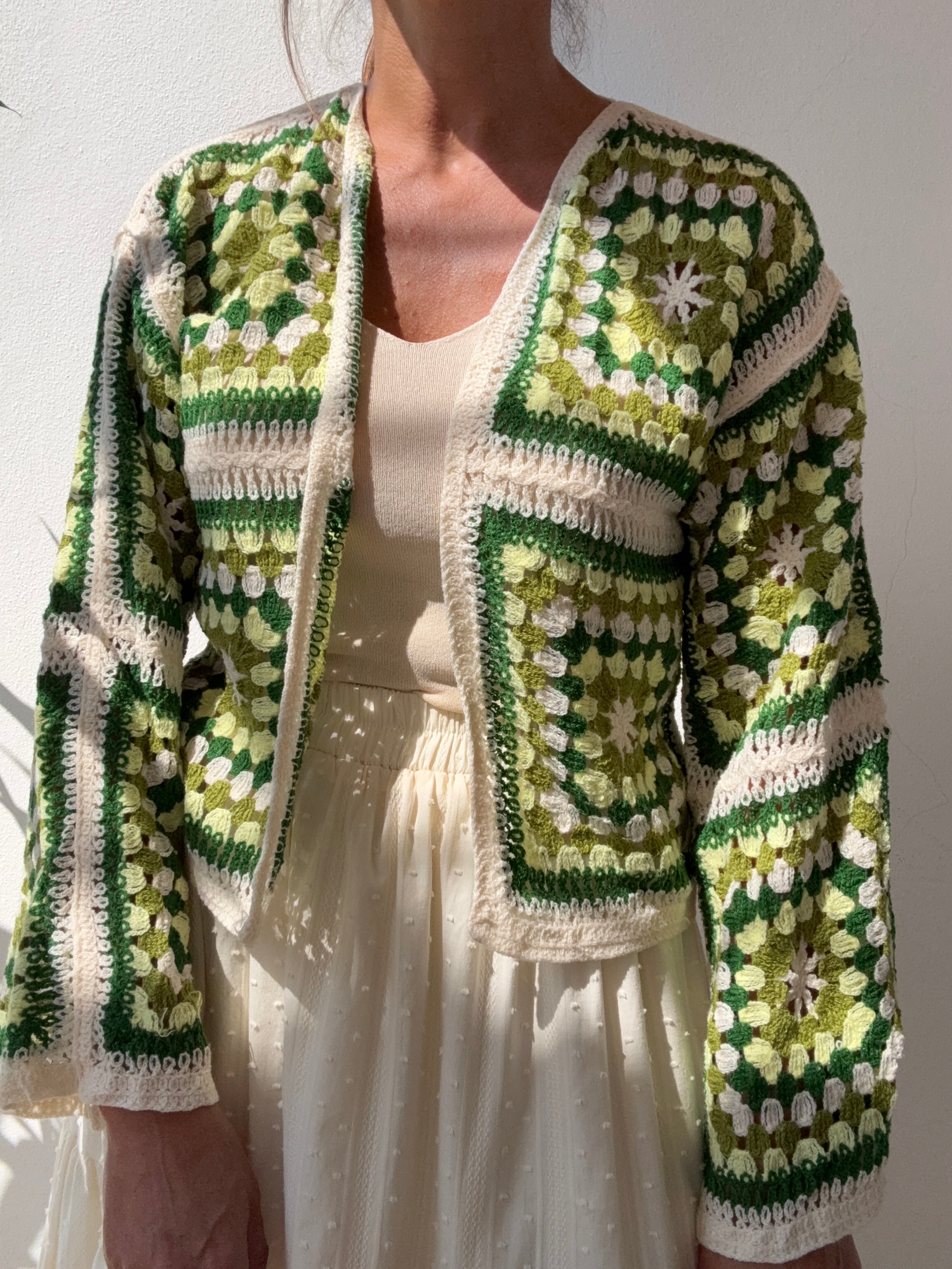 Casaco croché verde