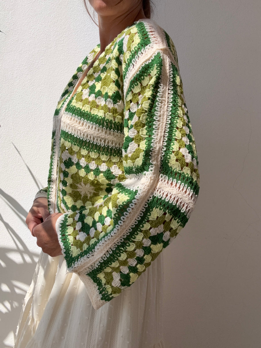 Casaco croché verde